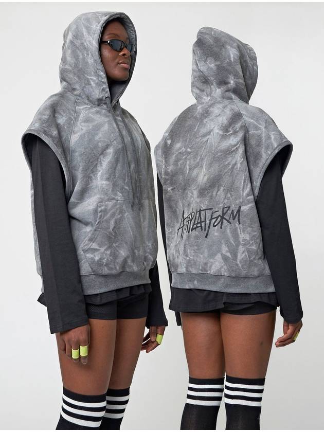 Tie Dying Lettering Hooded Top Grey - ATHPLATFORM - BALAAN 3