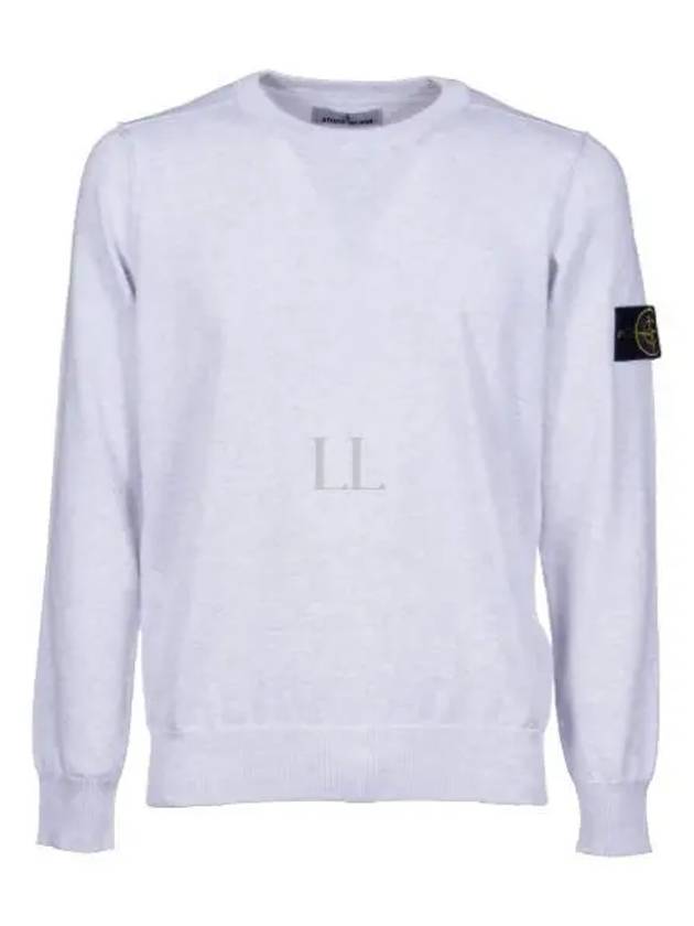 Crewneck Soft Cotton Knit Top Melange Grey - STONE ISLAND - BALAAN 2