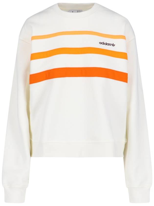 80S Ribbed Crew Neck Cotton Sweatshirt Off White Orange - ADIDAS - BALAAN 2