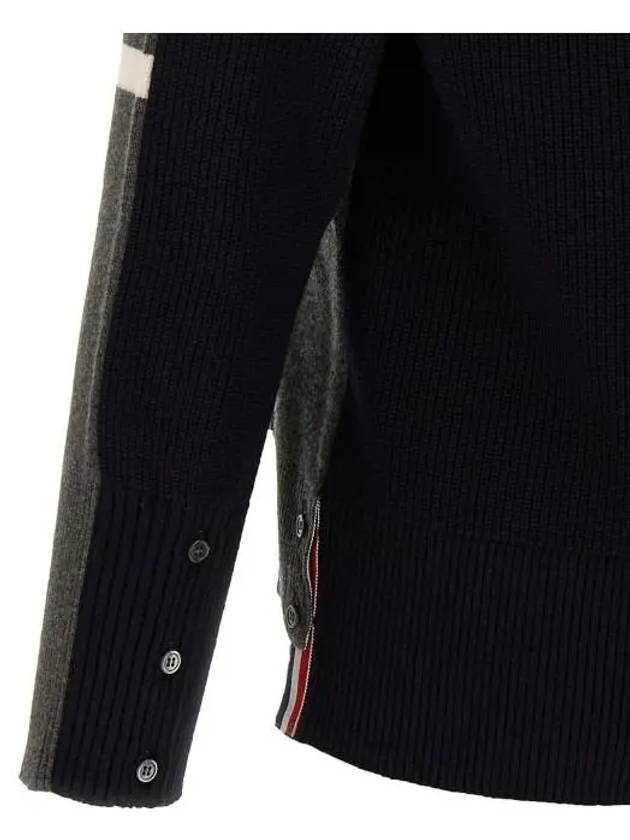 4 Bar Stripe Intarsia Wool Cardigan Grey - THOM BROWNE - BALAAN 5