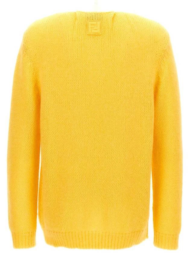 Crew Neck Mohair Knit Top Yellow - FENDI - BALAAN 3