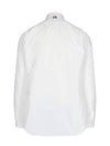 Men's Grosgrain Placket Solid Poplin Long Sleeve Shirt White - THOM BROWNE - BALAAN 5