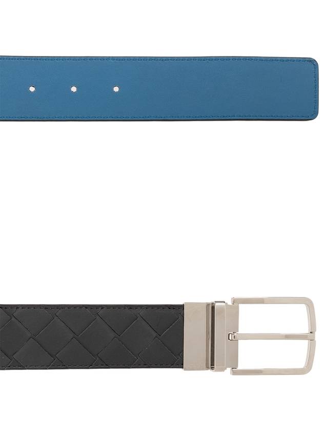 Intrecciato Reversible Leather Belt Black Blue - BOTTEGA VENETA - BALAAN 6