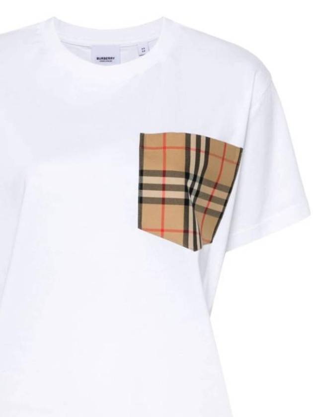 Check Pocket Crew Neck Cotton Short Sleeve T-Shirt White - BURBERRY - BALAAN 3