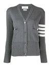 Cotton 4-Bar Milano Classic V-Neck Cardigan Medium Grey - THOM BROWNE - BALAAN 2