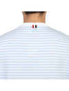 Striped Jersey Pocket Short Sleeve T-Shirt Light Blue White - THOM BROWNE - BALAAN 10