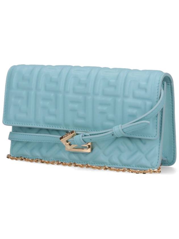 FF Baguette Nappa Leather Long Wallet Sky Blue - FENDI - BALAAN 3