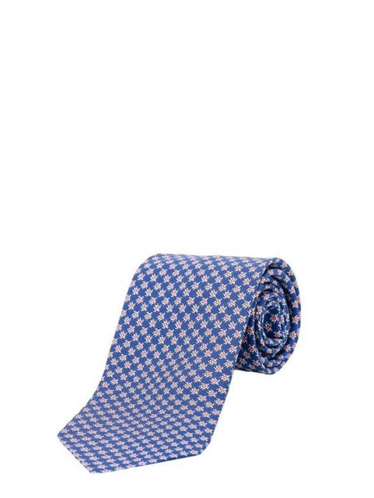 Tortoise Print Silk Tie Navy Blue - SALVATORE FERRAGAMO - BALAAN 1