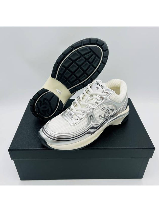 Sneakers Fabric Laminated White Silver Chasix - CHANEL - BALAAN 2