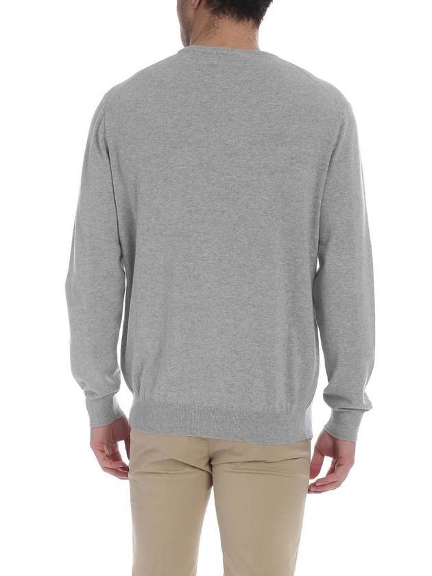 Embroidered Logo Crew Neck Knit Top Grey - POLO RALPH LAUREN - BALAAN 4