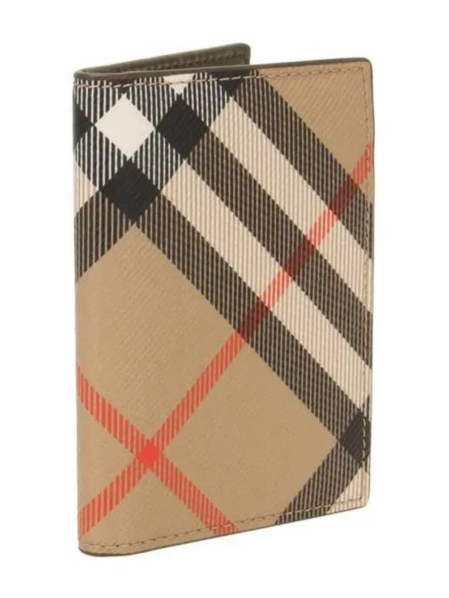 Check Pattern Two-Fold Card Wallet Beige - BURBERRY - BALAAN 3