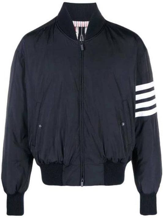 Poly Twill 4-Bar Oversized Knit Down Bomber Jacket Navy - THOM BROWNE - BALAAN 1