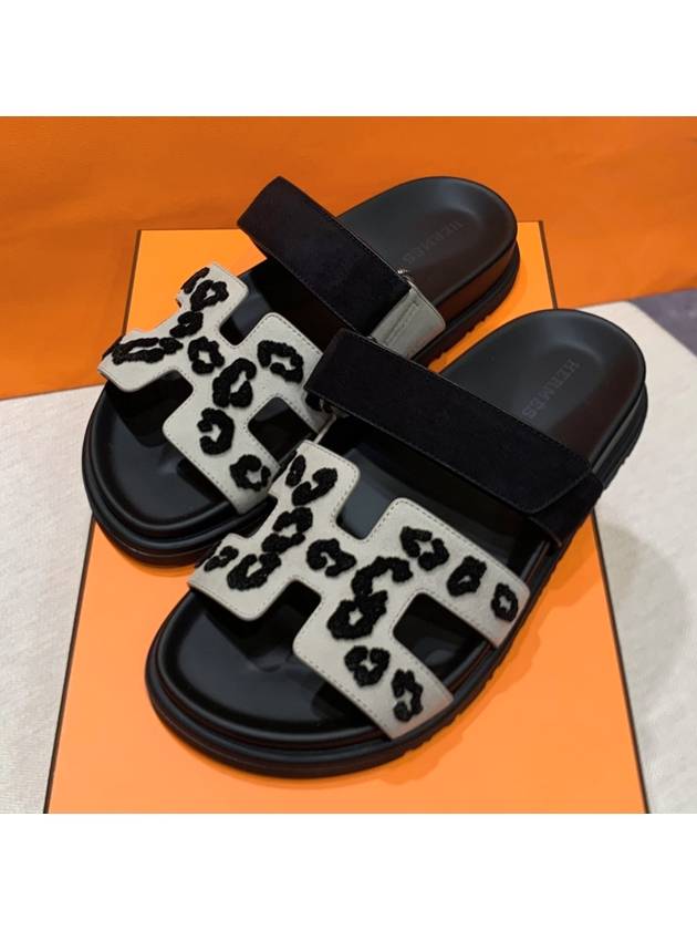 Women s Chypre Sandals Suede Goatskin Leopard Gray - HERMES - BALAAN 1