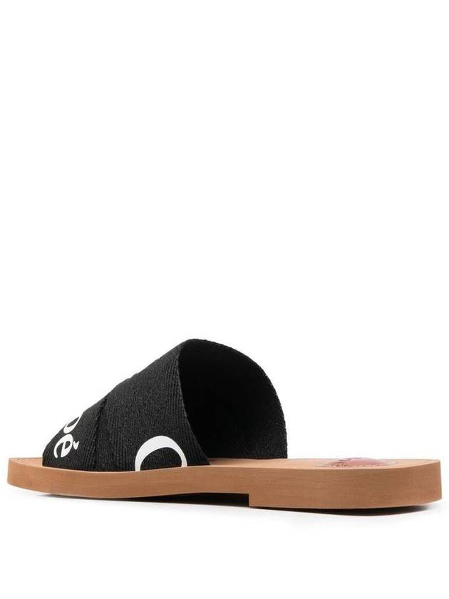 Woody Logo Flat Mule Slippers Black - CHLOE - BALAAN 5