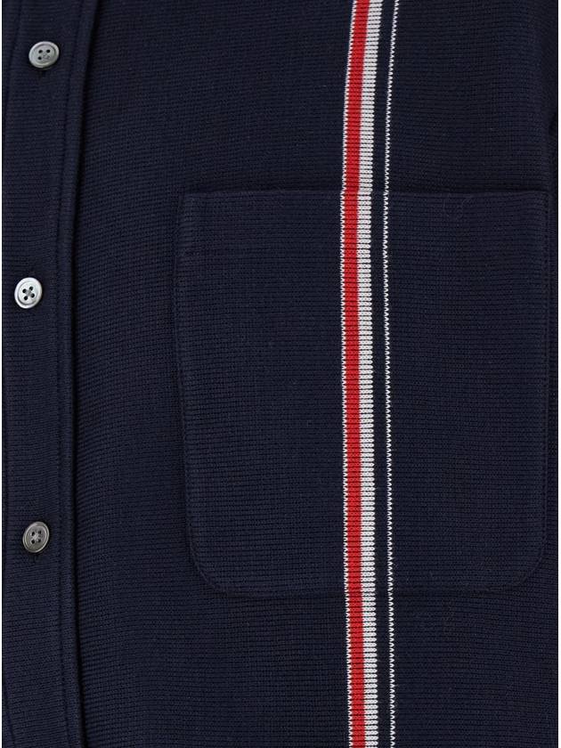 Double Face Knit Long Sleeve Shirt Navy - THOM BROWNE - BALAAN 4