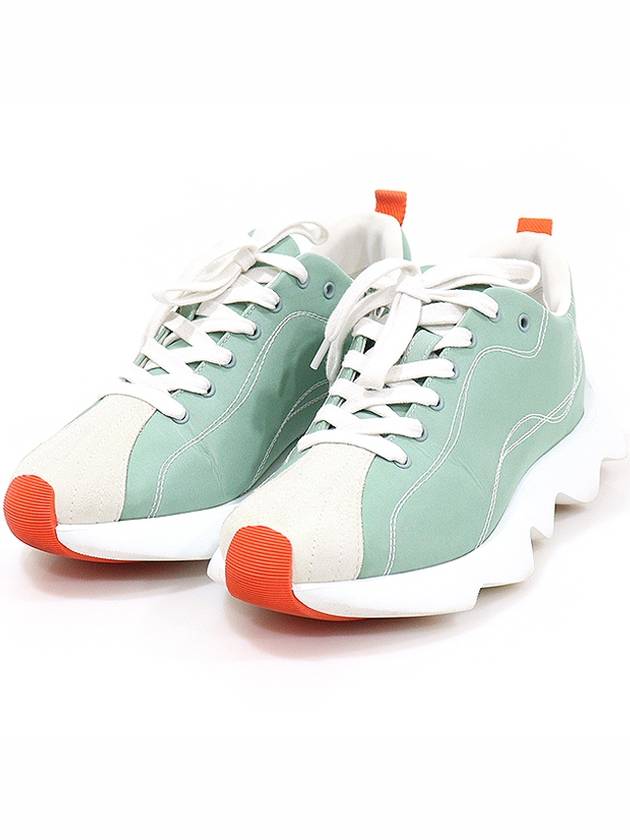 Hermes H221169Z VERT D EAU Verdot Technical Canvas Suede ENVOL Women s Sneakers 36 - HERMES - BALAAN 3