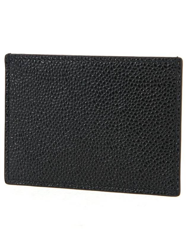 Pebble Grain Leather Stripe Single Card Wallet Black - THOM BROWNE - BALAAN 3