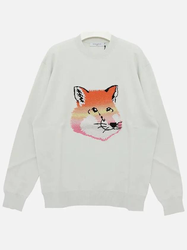 Vibrant Fox Head Intarsia Comfort Knit Top Blue Haze - MAISON KITSUNE - BALAAN 3