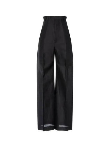 WOMEN Linen Wide Flare Pants Black 271572 - RICK OWENS - BALAAN 1