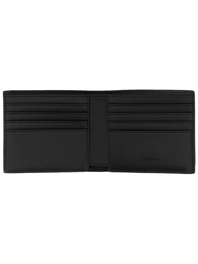 Frontal Logo Leather Half Wallet Black - KENZO - BALAAN 6