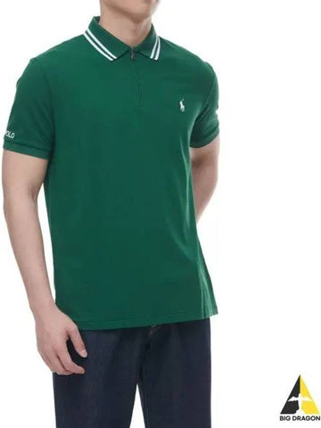 Wimbledon Custom Slim Fit Mesh Polo Shirt Green - POLO RALPH LAUREN - BALAAN 1