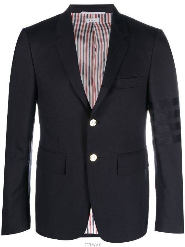 Plain Weave Suiting 4 Bar Classic Sport Jacket Dark Blue - THOM BROWNE - BALAAN 2