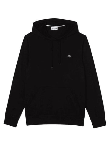 Men's Cotton Jersey Hoodie Black - LACOSTE - BALAAN 1