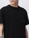 Men's Pisato Effect Logo Patch Pocket Short Sleeve T-Shirt Black - STONE ISLAND - BALAAN 4