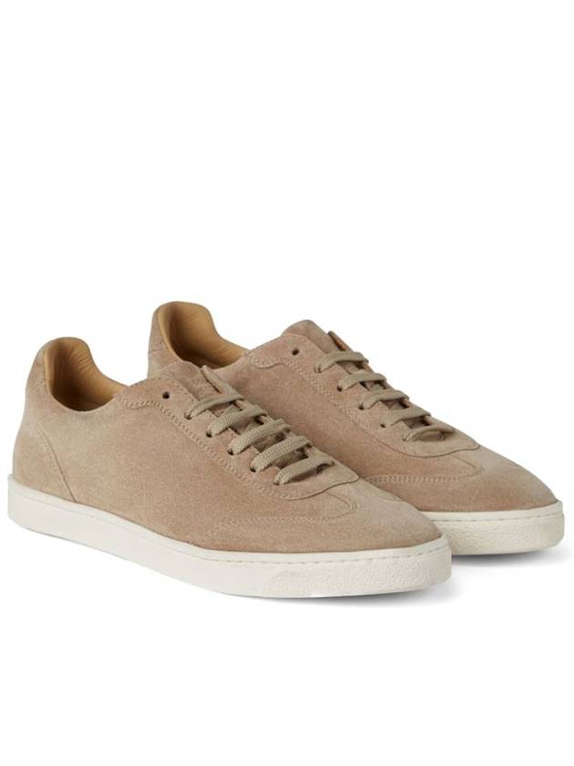 Almond Toe Leather Low Top Sneakers Sand Beige - BRUNELLO CUCINELLI - BALAAN 3