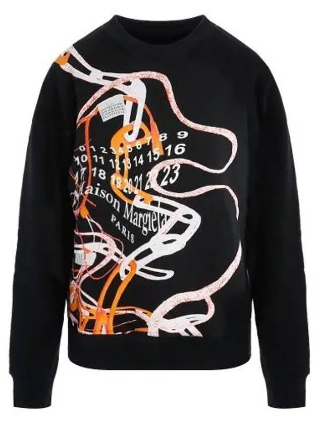 Abstract Print Loopback Cotton Sweatshirt Black - MAISON MARGIELA - BALAAN 1