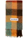 Check Mohair Muffler Chestnut Brown Yellow Green - ACNE STUDIOS - BALAAN 3