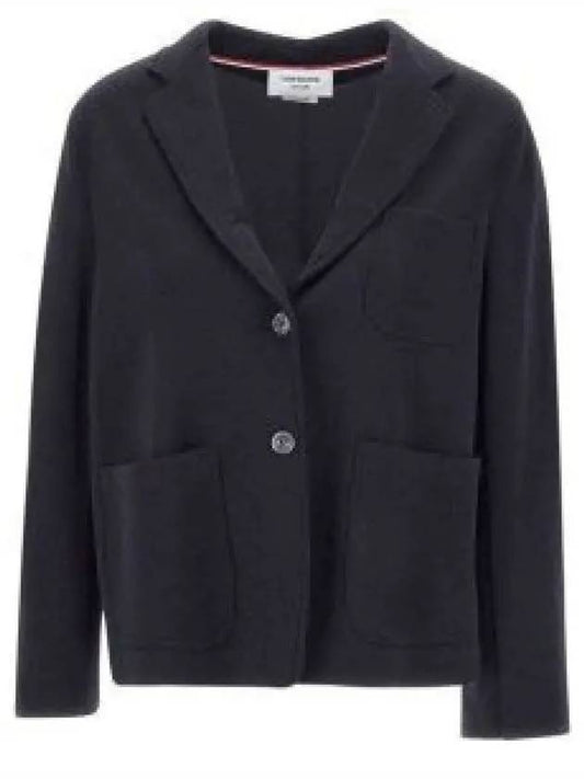 Logo Patch Virgin Wool Blazer Jacket Navy - THOM BROWNE - BALAAN 2