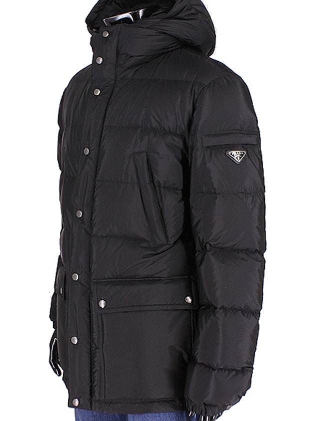 Triangle Logo Goose Down Half Padded Jacket Black - PRADA - BALAAN 5