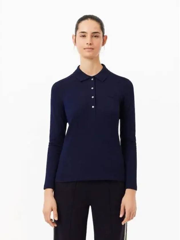 Slim Stretch Pique Polo Shirt Navy - LACOSTE - BALAAN 2