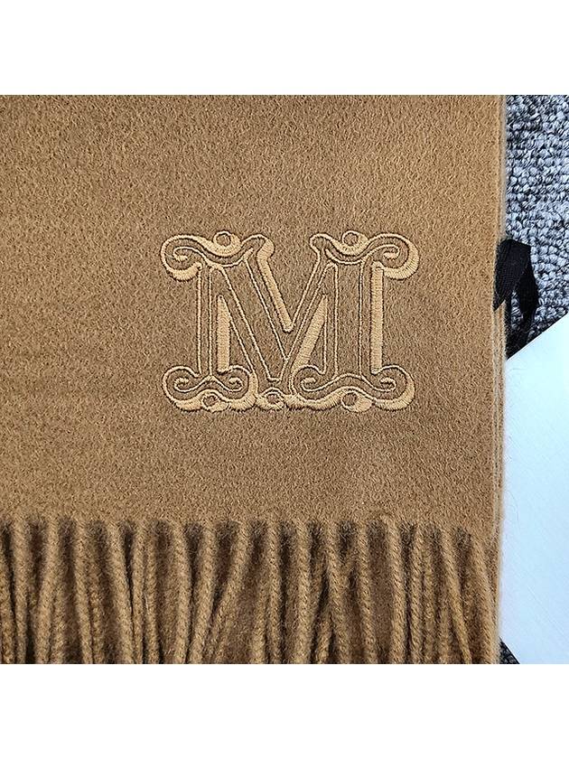 Wsdahlia Embroid M Logo Fringe Cashmere Muffler Camel - MAX MARA - BALAAN 5