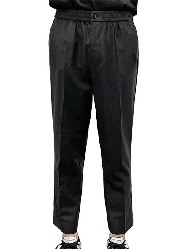 Elasticated Pintuck Straight Pants Charcoal - AMI - BALAAN 3