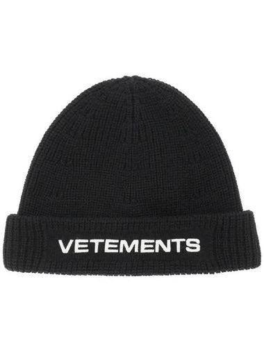 Logo Wool Beanie Black - VETEMENTS - BALAAN 1