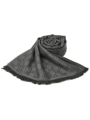 Women's Jacquard GG Web Muffler Grey - GUCCI - BALAAN.