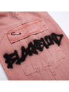 BBD Graffiti Logo Wide Denim Cargo Pants Dusty Pink - BLACKBLOND - BALAAN 4