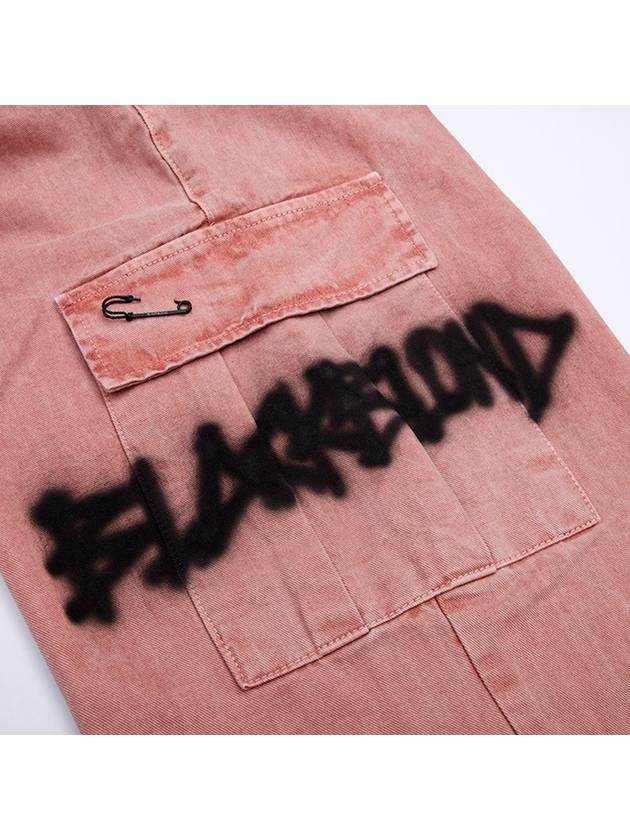 BBD Graffiti Logo Wide Denim Cargo Pants Dusty Pink - BLACKBLOND - BALAAN 4