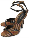 Checked Stiletto Sandal Heels Dark Birch Brown - BURBERRY - BALAAN.