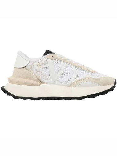 Women's Lace Runner Low Top Sneakers White - VALENTINO - BALAAN 1