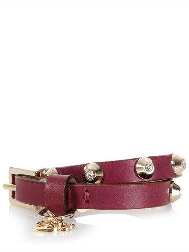 STUDDED BURGUNDY LEATHER BRACELET - DSQUARED2 - BALAAN 1