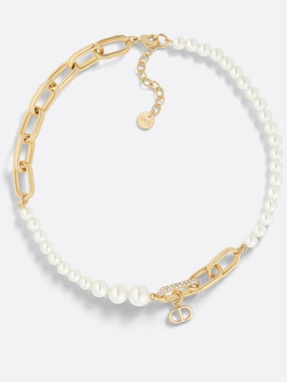 D Fusion Pearl Crystal Necklace Gold White - DIOR - BALAAN 2