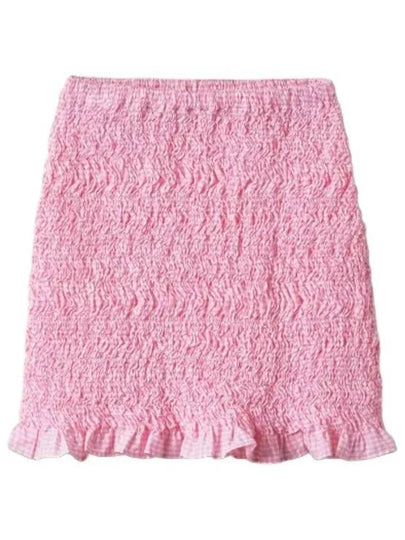 Logo Patch Crinkle Cotton A-Line Skirt Pink - MIU MIU - BALAAN 2