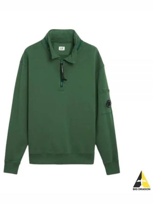 Cotton Fleece Zipped Sweatshirt Green - CP COMPANY - BALAAN 2