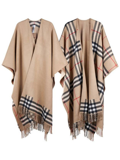 Reversible Check Wool Cashmere Cape Beige - BURBERRY - BALAAN 2