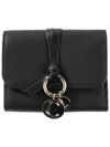 Alphabet Grain Leather Flap Small Half Wallet Black - CHLOE - BALAAN 2