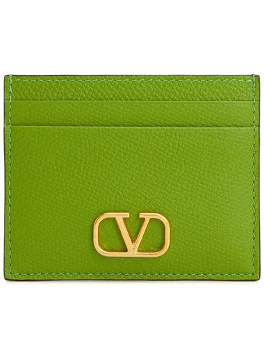 V Logo Signature Card Wallet Green - VALENTINO - BALAAN 1