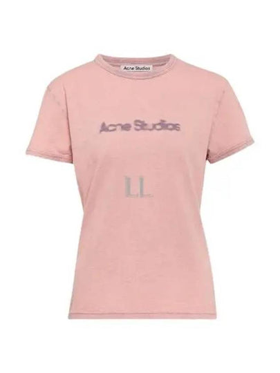 Blurred Logo Cotton Short Sleeve T-Shirt Pink - ACNE STUDIOS - BALAAN 2